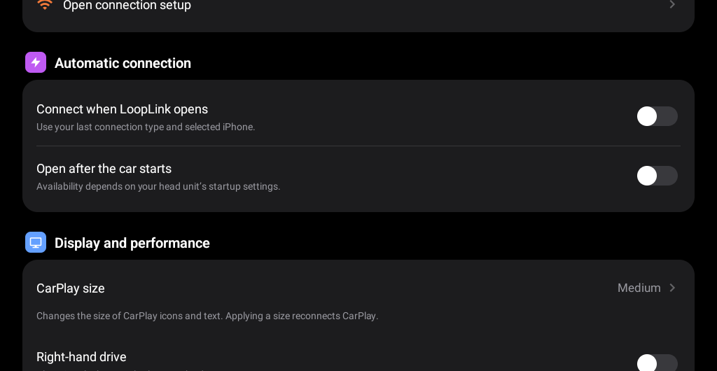 Automatic connection and display settings